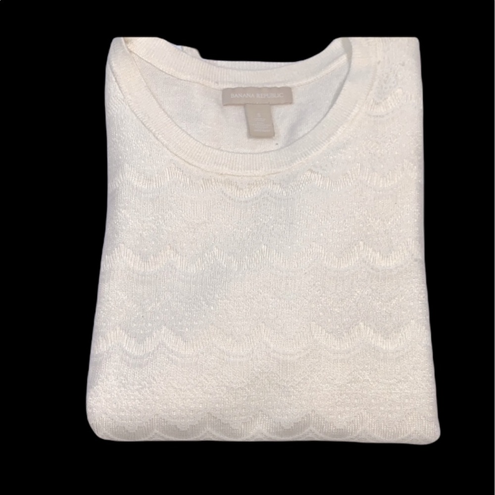 Banana Republic Lace Lined Cream Pullover Sweater